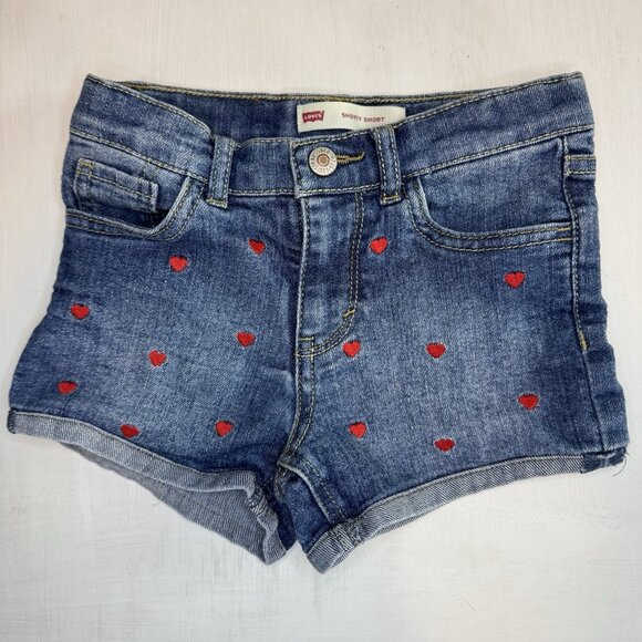 Levi's Girls Embroidered Hearts Shorty Short Size 6x Love Valentines Levis - Picture 7 of 11